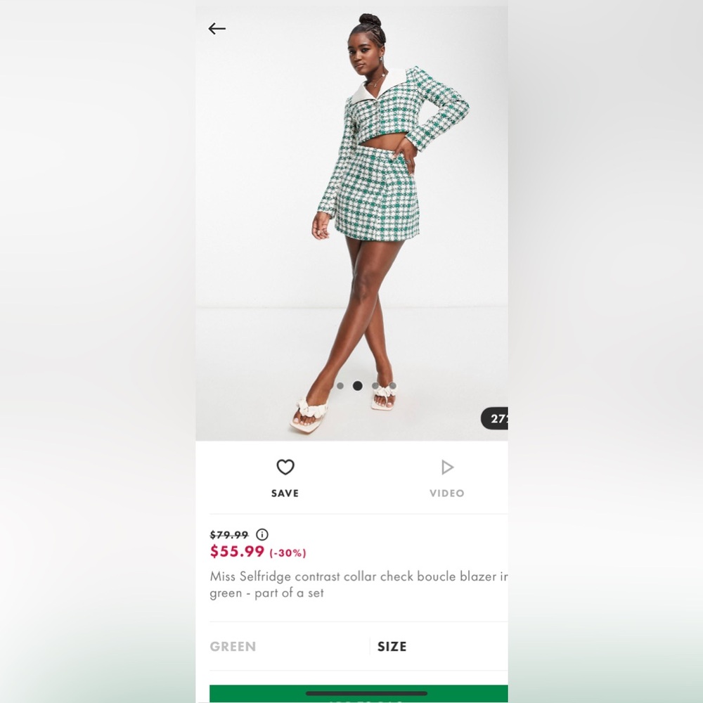 From Asos. Colors: Kelly Green & White. Size US 4. Worn once, no damages.
